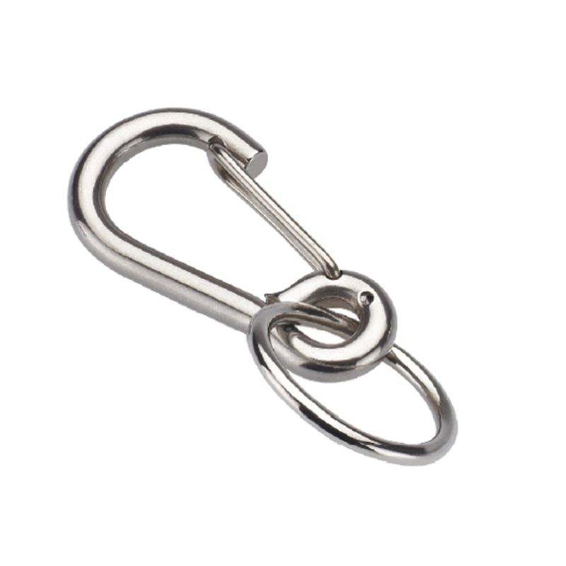 Bit-Shaped Snap Hook with Ring, Stainless Steel