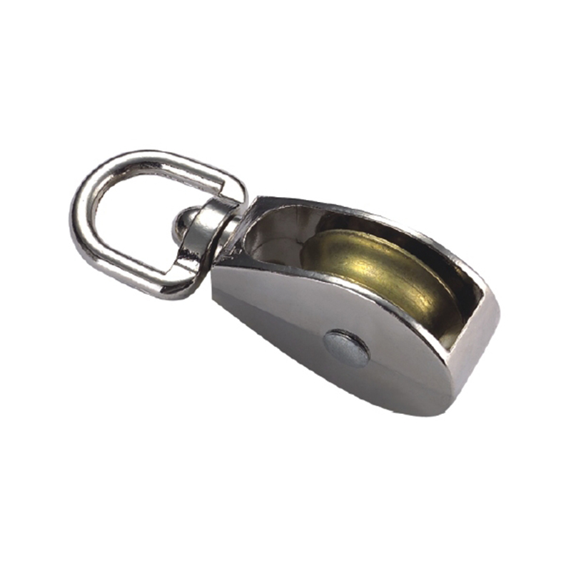 Single Wheel Pulley, Swivel Ring, Zinc Cast, Nickle Plated